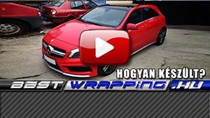 Mercedes A45 AMG autófóliázás: Avery gloss carmine red cb1650001 autó fóliával