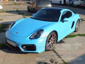 Porsche Cayman autófóliázás: KPMF matt kék autó fóliával 3