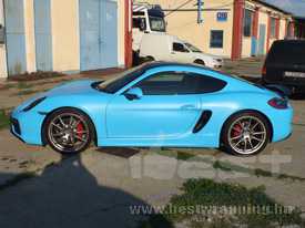 Porsche Cayman autófóliázás: KPMF matt kék autó fóliával 6