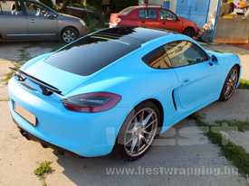 Porsche Cayman autófóliázás: KPMF matt kék autó fóliával 7