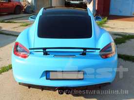 Porsche Cayman autófóliázás: KPMF matt kék autó fóliával 8